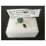 Size 8 1/2 Non Tarnish Silver Plated Ring with