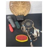 Basket, flashlight and dream catcher
