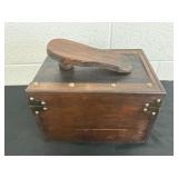 Vintage Wood Shoeshine Kit Box 8x12x9