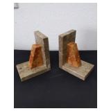 Pair of art Deco vintage marble bookends 5 in