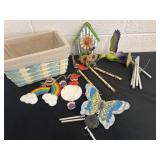 Group of wind chimes with basket