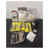 Group of mini bus and charger and polishing heels