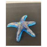 Blue glass starfish paperweight