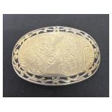vintage, silver-tone Western-style belt buckle