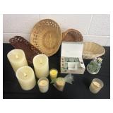 Group of candles and baskets