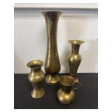 3 brass vases with Mini pitcher
