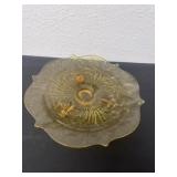 11ï¿½ Fenton 'Wisteria' amber footed tray serving
