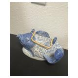 Vintage Canton Express Fish Koi Teapot Porcelain