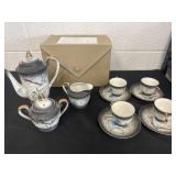 Vintage dragon ware tea set with geisha lithopane