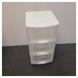 White three drawer tote On wheels