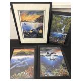 4 sea animal picture framed one has crack