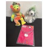 Beanie baby, snoopy and hello kitty necklace