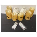 Group of light candles and 2 vases