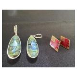 iridescent Paua shell And nusi earrings