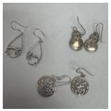 3 marked 925 earrings