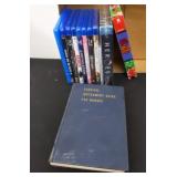 Blu-ray dvds, VHS movie and a vintage book