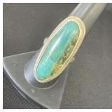 Navajo-style large, oval turquoise stone size 8.5