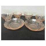 Pink depression bowls and sundae cups