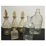 Group of vintage glass bottles