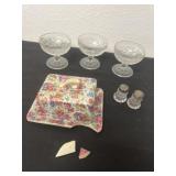 Covered dish broken, has pieces Mini salt and