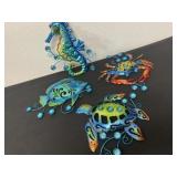 3 sea creature metal pieces
