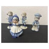 Vintage Dutch Ceramic 4 Boy/Girl in Blue & White