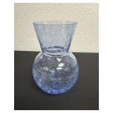 5ï¿½ vintage blue crackle glass vase