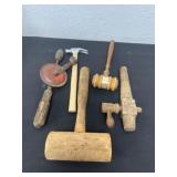 Wood hammer, tools and drill