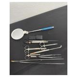 Tweezer, extendable mirror, scissors