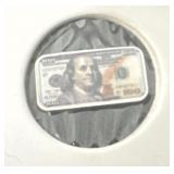 Special mini $100 bill printed on one gram silver