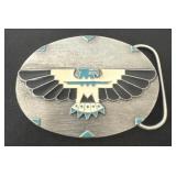 vintage belt buckle featuring an eagle design