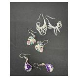 3 pairs of earrings one is marked 925