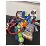 Group Of new dog toys collars and more