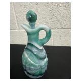 7ï¿½ Imperial Glass emerald green slag satin cruet