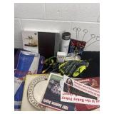 Group of stickers and wall shelf flag and more