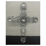 Metal Decorative Cross with Clear Gems  27x21.5