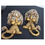 2 Vintage HOMCO 1970's Retro Leo Astrology Gold