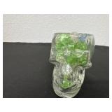 3ï¿½ glass skull green and white decorative marbles
