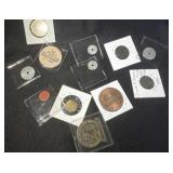 group of vintage tokens
