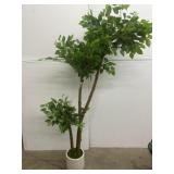 5ft Artificial Ficus Tree in White Planter, See