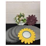 Metal floral and smile armament mirror and