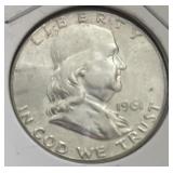 Silver proof half dollar from 1961