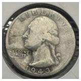 Silver quarter from 1943