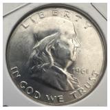 Silver proof half dollar from 1961