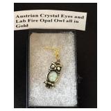 Australian crystal eyes and lab fire opal owl all