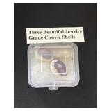 Three beautiful jewelry grade cowrie shells