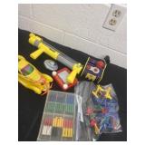 Group of kids toys and tv game system missing