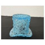 3ï¿½ vintage Fenton Blue Daisy and Button glass top