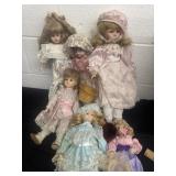 Group of porcelain dolls