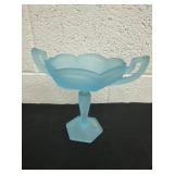 6ï¿½ Westmoreland Blue Satin Glass Trophy Compote